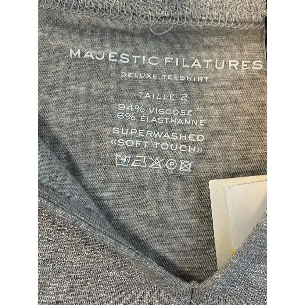 Majestic Filatures NWT Women's V-Neck Drawstring Hoodie in Gray Size 2/Small - Picture 7 of 10